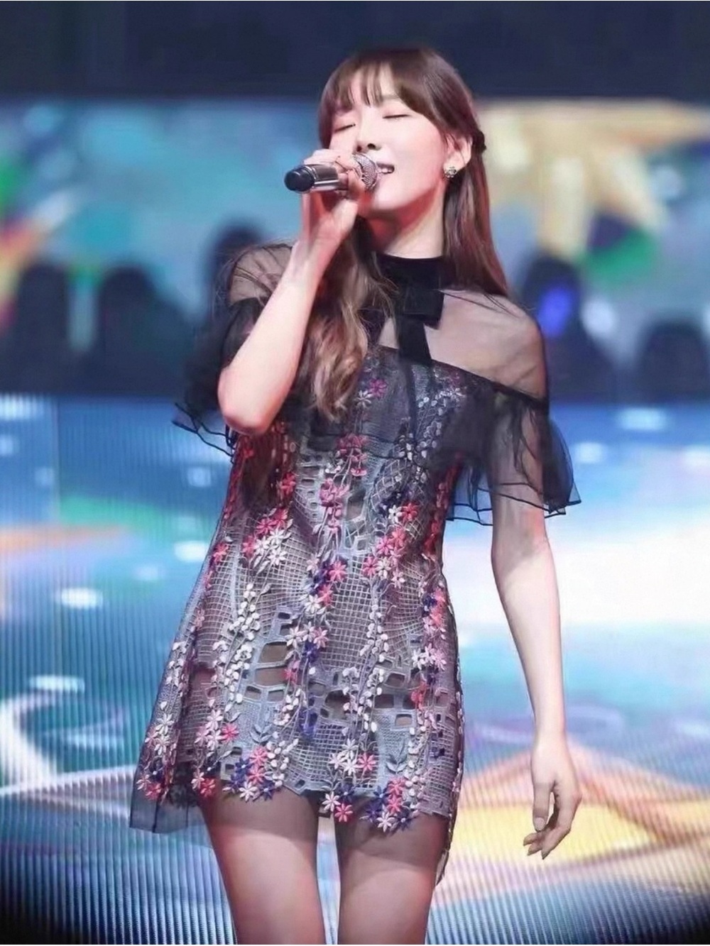 Self-Portrait Floral Embroidered Cape Mini Dress | US 2 / UK 6 | Taeyeon Worn